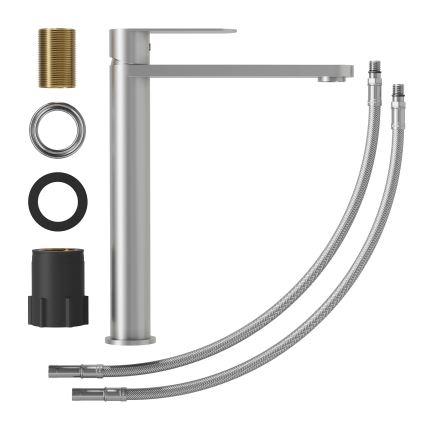 Umývadlová batéria TARNBY 27,3 cm, kartáčovaná nerezová oceľ