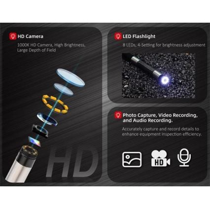 Uni-T – boroskop 3,7 V, 3000 mAh, IP67, 3 m