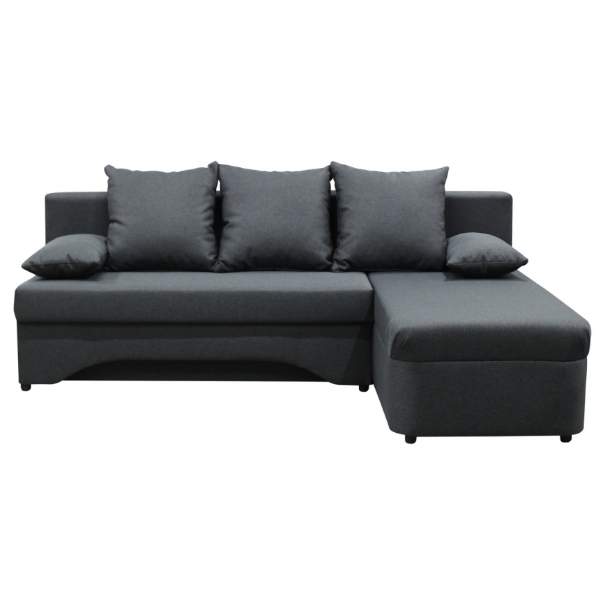 Univerzálna rozkladacia rohová sedacia súprava s úložným priestorom do tvaru L ALMEIDA antracit