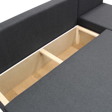 Univerzálna rozkladacia rohová sedacia súprava s úložným priestorom do tvaru L ALMEIDA antracit