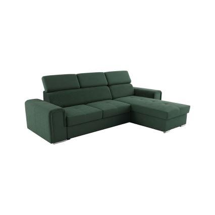 Univerzálna rohová rozkladacia sedacia súprava do tvaru L s úložným priestorom SALVADA, zelená