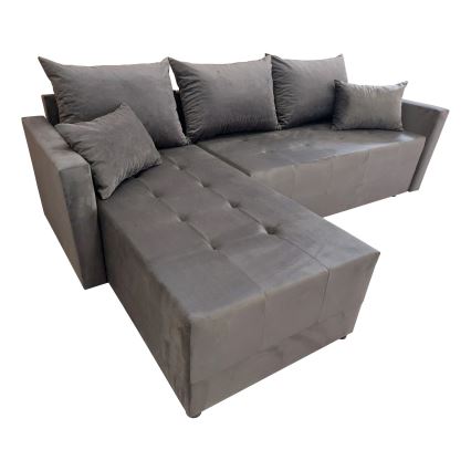 Univerzálna rohová rozkladacia sedacia súprava do tvaru L DUBLIN sivá