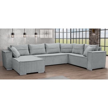 Univerzálna rohová rozkladacia sedacia súprava do tvaru U LONDON sivá