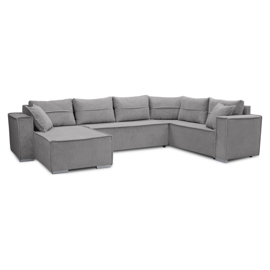 Univerzálna rohová rozkladacia sedacia súprava do tvaru U LONDON sivá