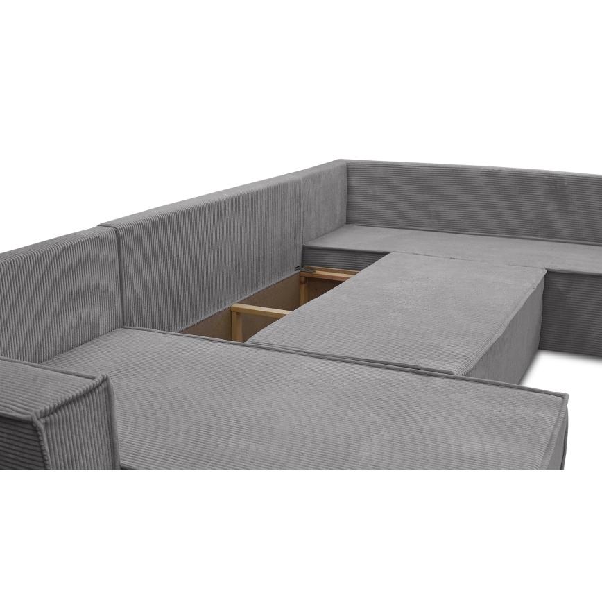 Univerzálna rohová rozkladacia sedacia súprava do tvaru U LONDON sivá