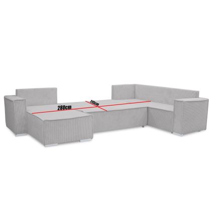 Univerzálna rohová rozkladacia sedacia súprava do tvaru U LONDON sivá