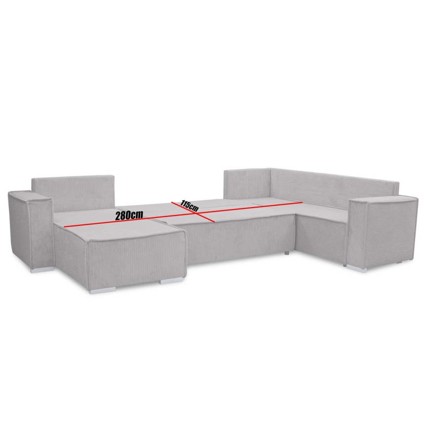 Univerzálna rohová rozkladacia sedacia súprava do tvaru U LONDON sivá