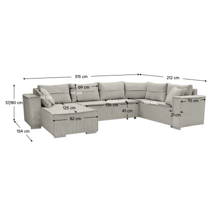 Univerzálna rohová rozkladacia sedacia súprava do U LONDON béžová