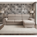 Univerzálna rohová rozkladacia sedacia súprava v tvare L s úložným priestorom SALVADA béžová