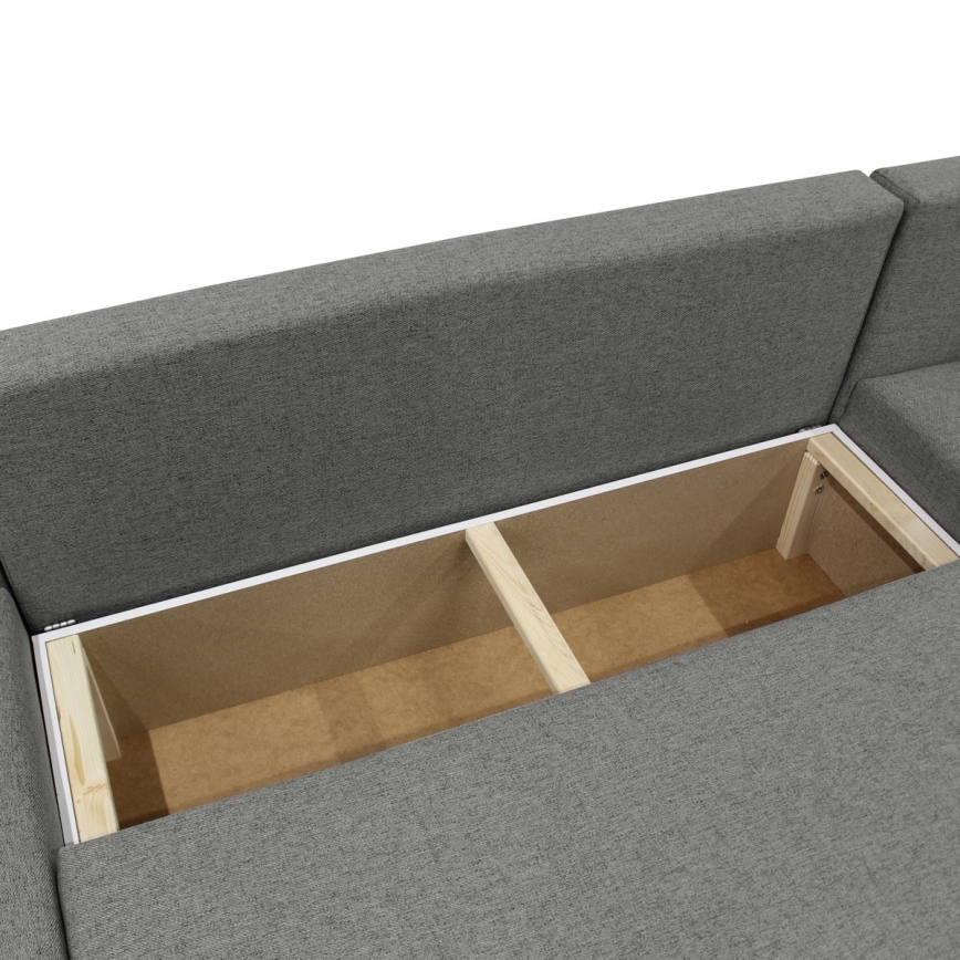 Univerzálna rozkladacia rohová sedacia súprava s úložným priestorom v tvare U ALMEIDA antracit