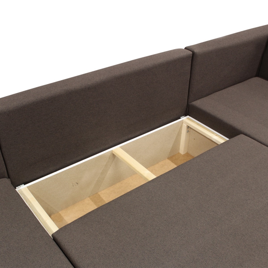 Univerzálna rozkladacia rohová sedacia súprava do U SEYA s úložným priestorom, hnedá