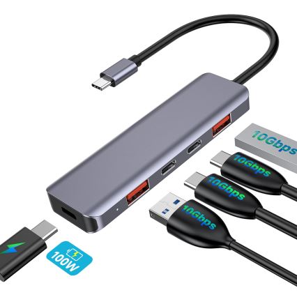 USB-C rozbočovač 5 v 1 s Power Delivery 100 W