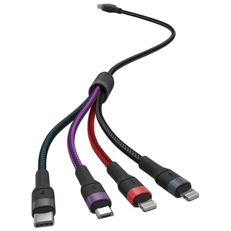 USB kábel USB-A / USB Lightning  / MicroUSB / USB-C 1,2m multicolor