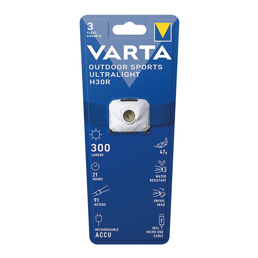 Varta 18631101401 - LED Stmievateľná nabíjacia čelovka OUTDOOR SPORTS LED/5V 600 mAh IPX4 biela