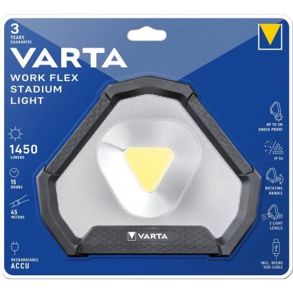 Varta 18647101401 - LED Prenosné pracovné svietidlo WORK FLEX LED/12W/5V 5200 mAh IP54