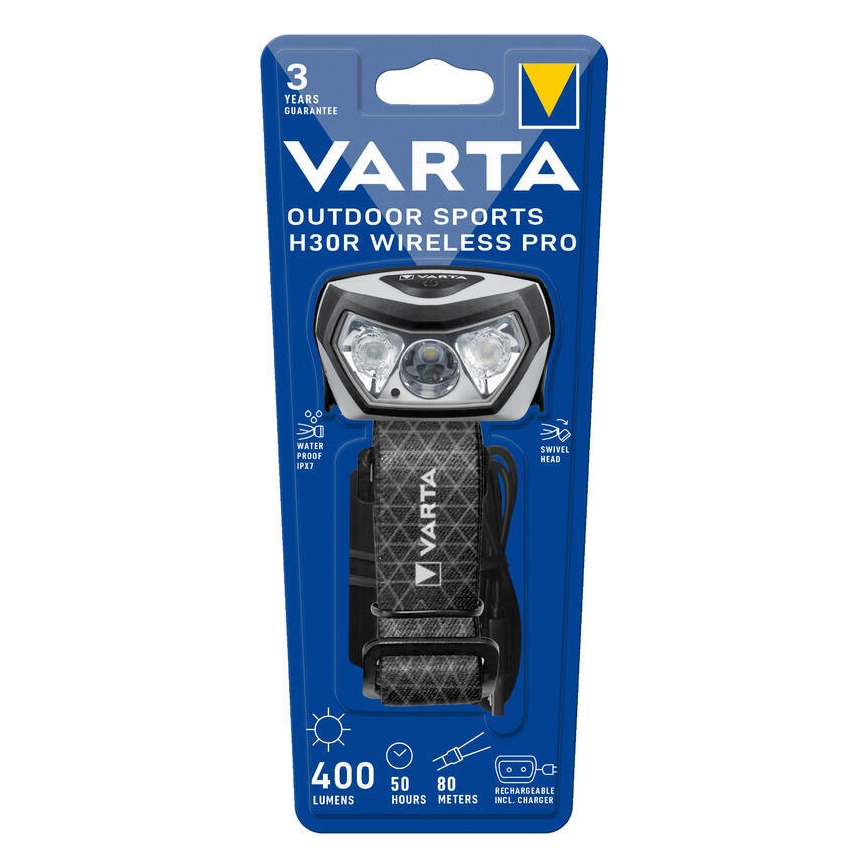 Varta 18650101401 - LED Stmievateľná nabíjacia čelovka s bezdrôtovým nabíjaním OUTDOOR SPORTS LED/5V 1800 mAh IPX7