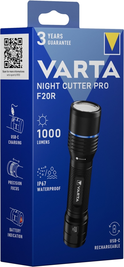 Varta 18920101111 - LED nabíjacia baterka NIGHT CUTTER PRO F20R LED/USB IP67