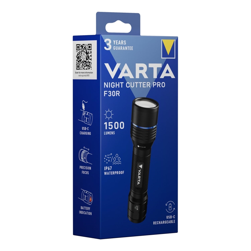 Varta 18921101111 - LED nabíjacia baterka NIGHT CUTTER PRO F30R LED/USB IP67