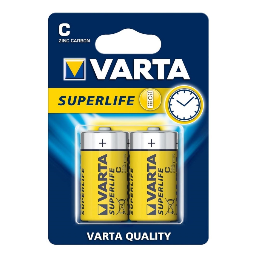 Varta 2014 - 2 ks Zinkouhlíková batéria SUPERLIFE C 1,5V