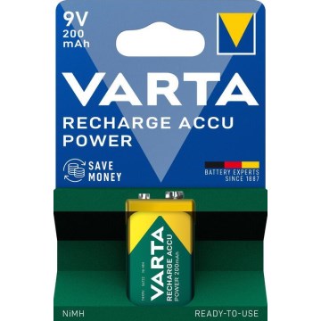 Varta 56722101401 - 1 ks Dobíjateľný akumulátor ACCU Ni-MH/200mAh/9V