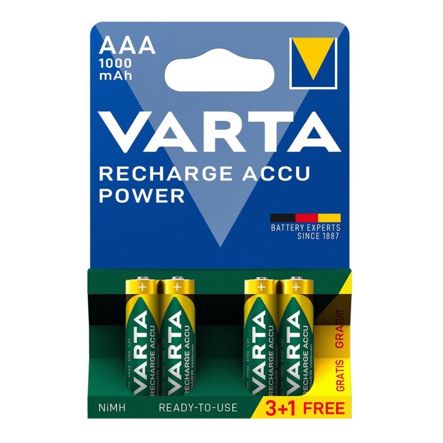 Varta 5703301494 - 3+1 ks Nabíjacie batérie ACCU AAA Ni-MH/1000mAh/1,2V