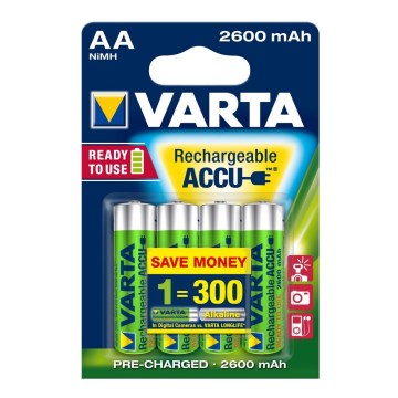 Varta 5716 - 4 ks Nabíjacia batéria ACCU AA NiMH/2600mAh/1,2V