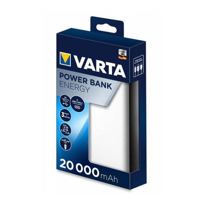 Varta 57978101111  - Power Bank ENERGY 20000mAh/2x2,4V biela