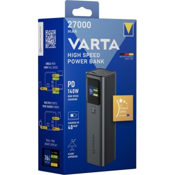 Varta 57984101111 - Powerbanka s LED displejom Power Delivery 27000 mAh/140W/3,7V