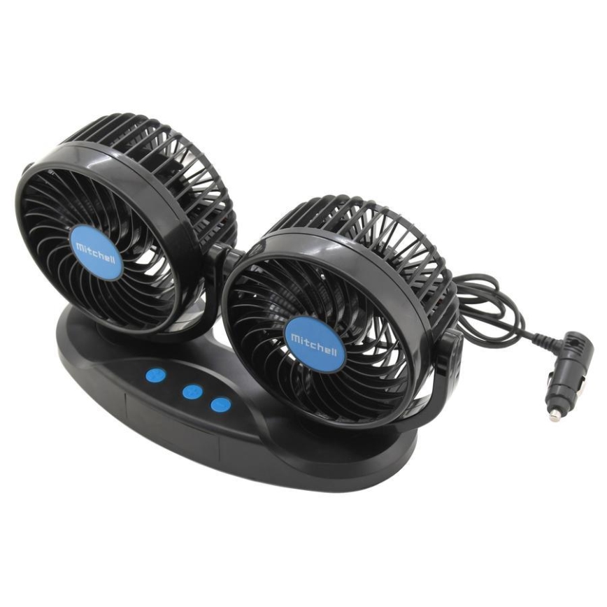 Ventilátor na palubnú dosku do auta s teplomerom 9W/12V čierna