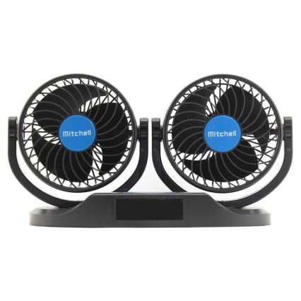 Ventilátor na palubnú dosku do auta s teplomerom 9W/12V čierna