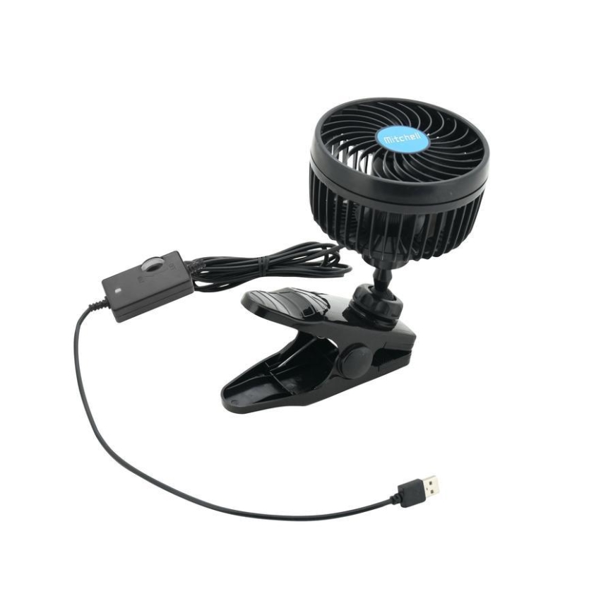 Ventilátor s klipom USB 4W/5V čierna