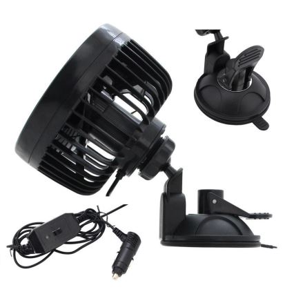 Ventilátor s prísavkou do auta 9W/12V čierna