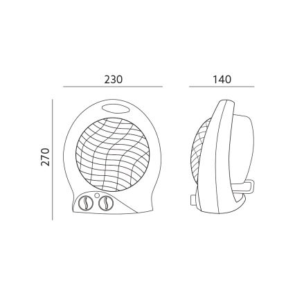 Ventilátor s vykurovacím telesom ZEFIR 1000/2000W/230V biela