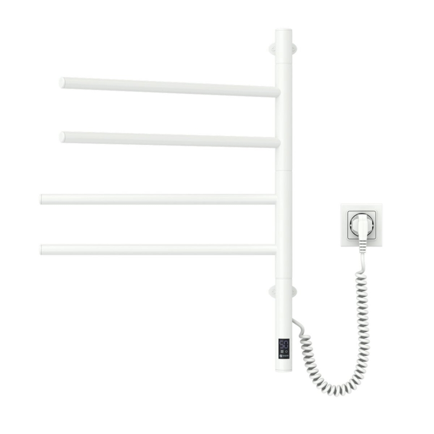 Vertaduro - Elektrický otočný sušák na uteráky s termostatom ARA 60W/230V 65x49 cm IP44 biela