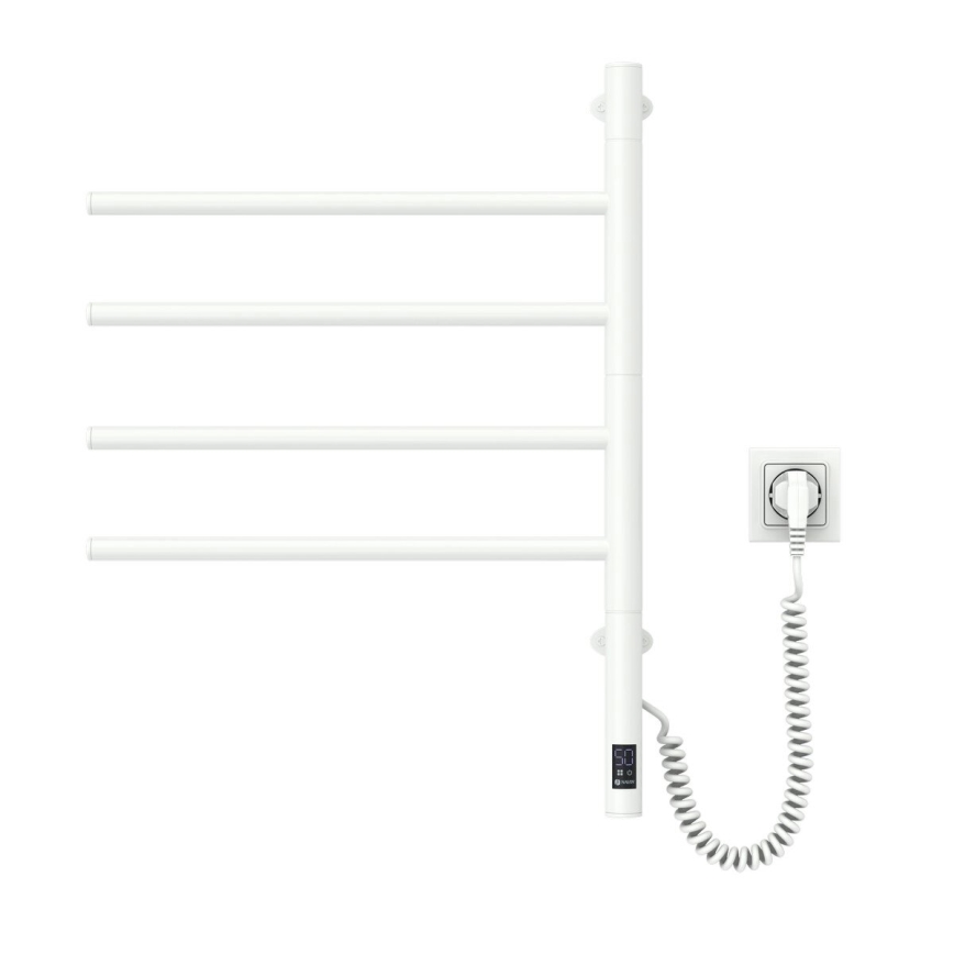 Vertaduro - Elektrický otočný sušák na uteráky s termostatom ARA 60W/230V 65x49 cm IP44 biela
