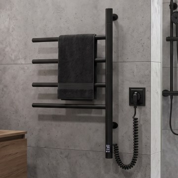 Vertaduro - Elektrický otočný sušiak na uteráky s termostatom ARA 60W/230V 65x49 cm IP44 čierna