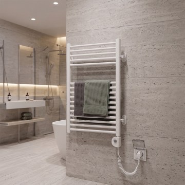 Vertaduro - Kúpeľňový otočný radiátor s termostatom MEG 400W 78x50 cm biela