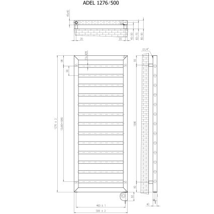 Vertaduro - Kúpeľňový radiátor s termostatom ADEL 600 W 128x50 cm taupe