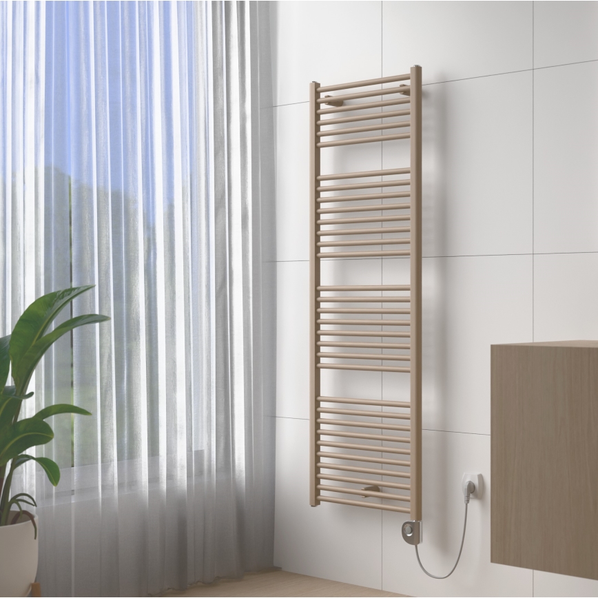 Vertaduro - Kúpeľňový radiátor s termostatom DENISE 600 W 154 x 50 cm taupe