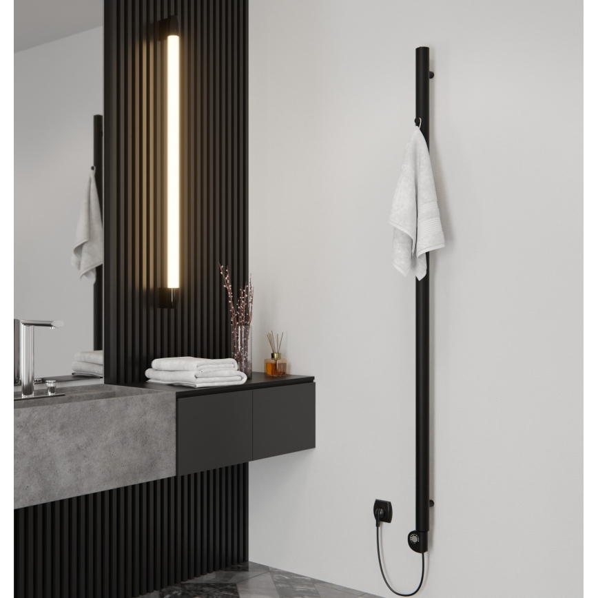 Vertaduro - Kúpeľňový radiátor s termostatom ERDA 400W 180x5 cm čierna