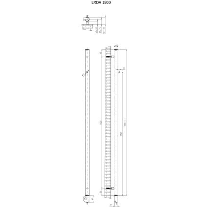 Vertaduro - Kúpeľňový radiátor s termostatom ERDA 400W 180x5 cm taupe