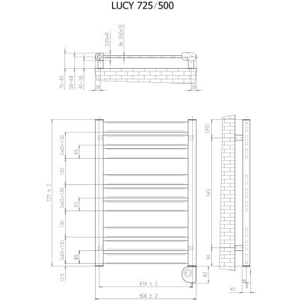 Vertaduro - Kúpeľňový radiátor s termostatom LUCY 400W 73x50 cm taupe