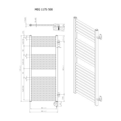 Vertaduro - Kúpeľňový radiátor s termostatom MEG 600W 118x50 cm taupe