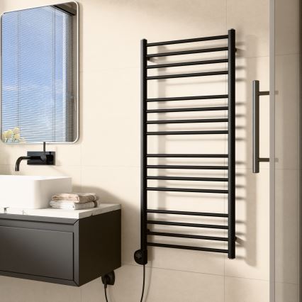 Vertaduro - Kúpeľňový radiátor s termostatom SIMONE 400W 114x50 cm čierny