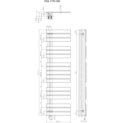 Vertaduro - Kúpeľňový radiátor s termostatom ZIVA 800W 177x50 cm biela