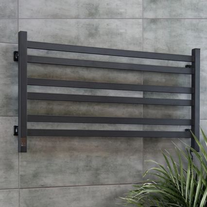 Vertaduro - Elektrický sušiak na uteráky s termostatom AVA 181W/230V 50x90 cm IP44 čierny pravý