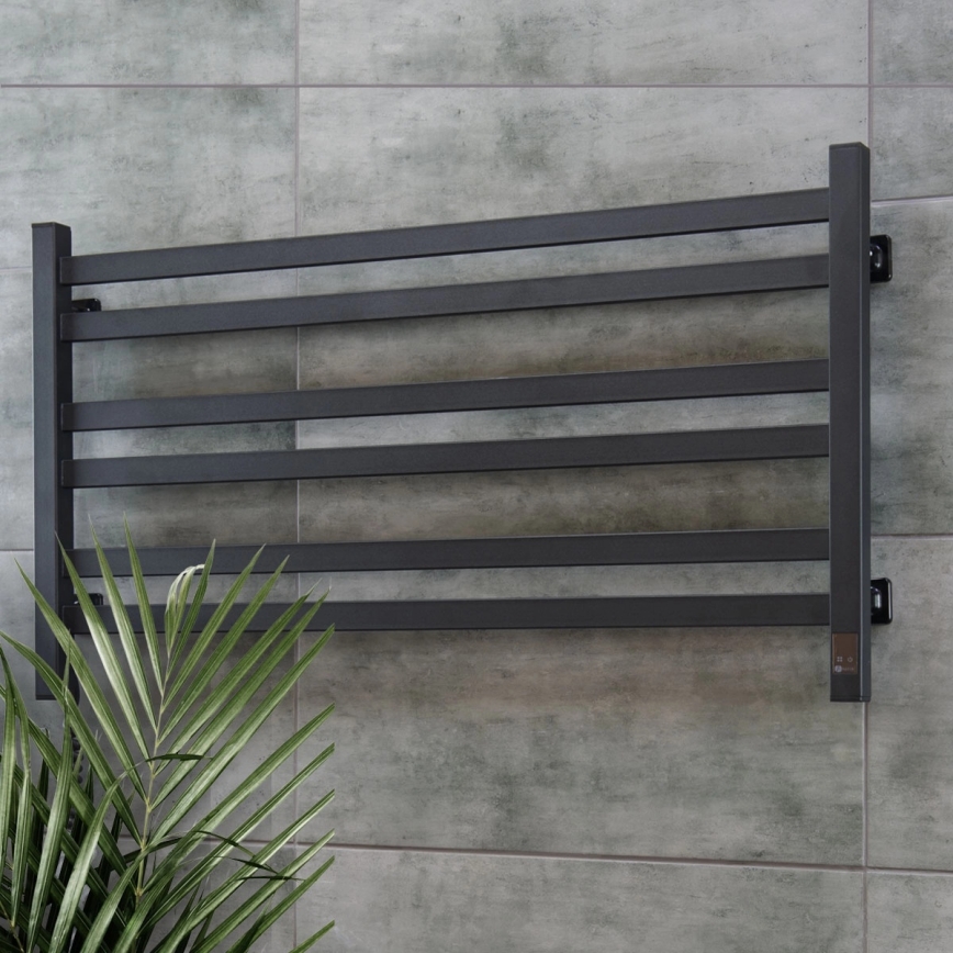 Vertaduro - Elektrický sušiak na uteráky s termostatom AVA 181W/230V 50x90 cm IP44 čierny ľavý