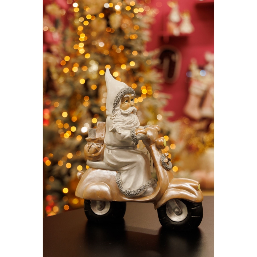 Vianočná dekorácia 33 cm Santa s motocyklom