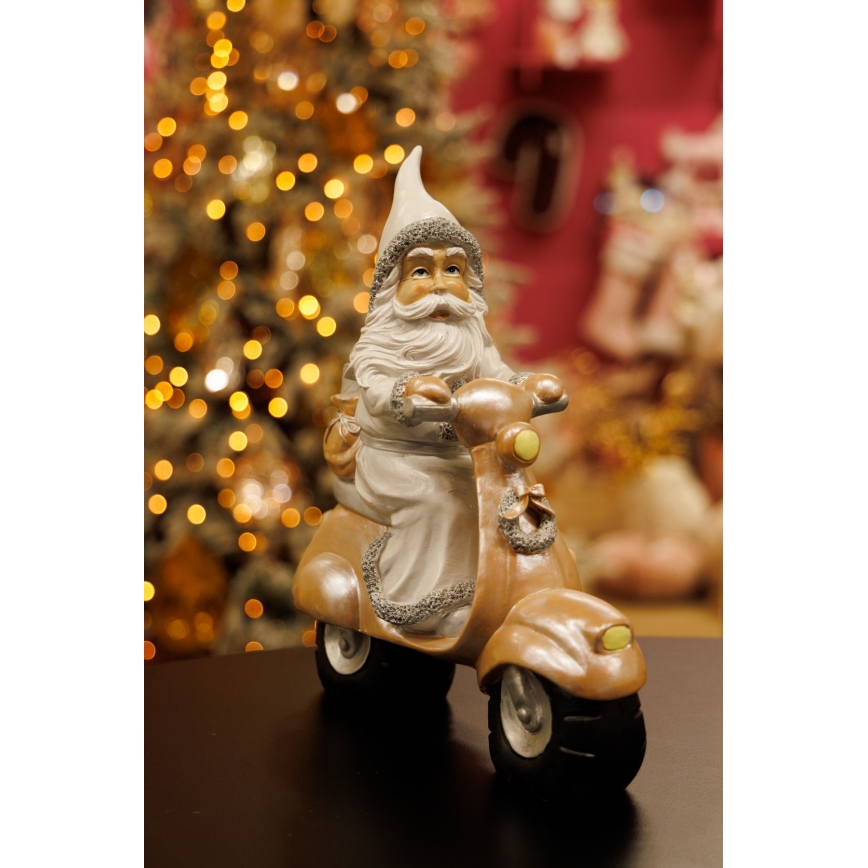 Vianočná dekorácia 33 cm Santa s motocyklom