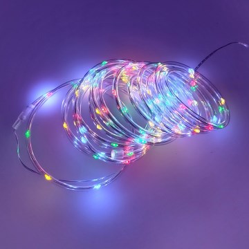 Vianočný LED vonkajší reťaz 100xLED/3xAA 5,45 m IP44 viacfarebný